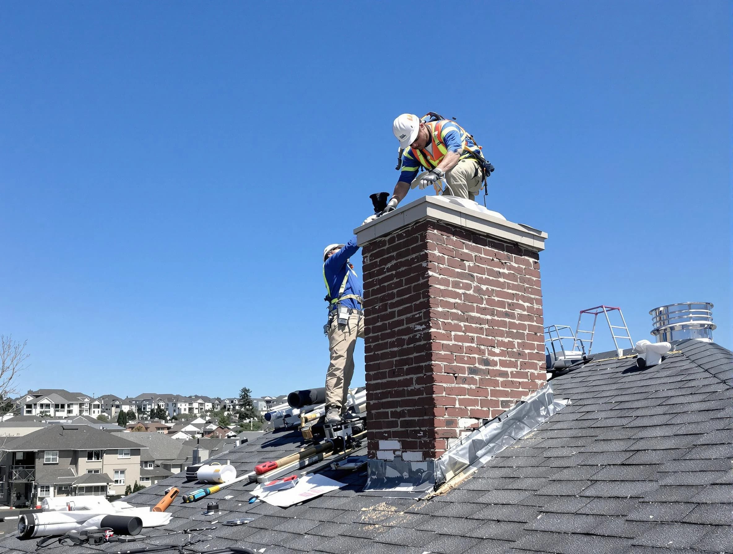 Peters Chimney Sweep repairing a chimney crown in Peters, PA