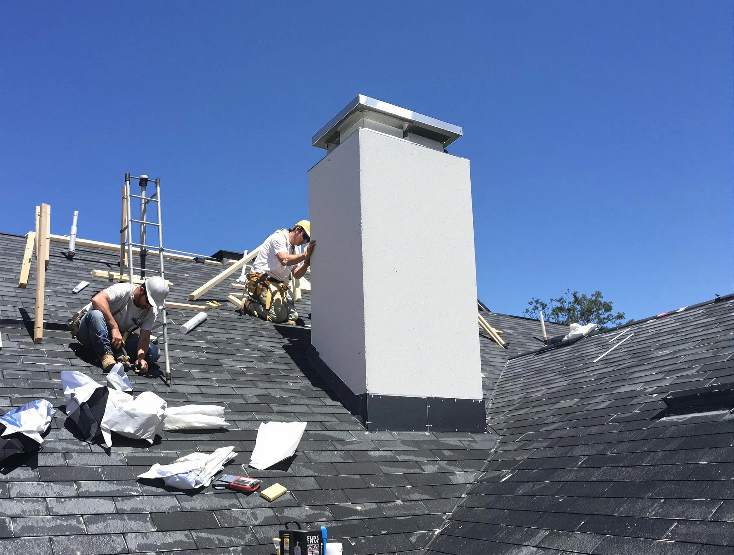 Peters Chimney Sweep crew installing a new chimney in Peters, PA