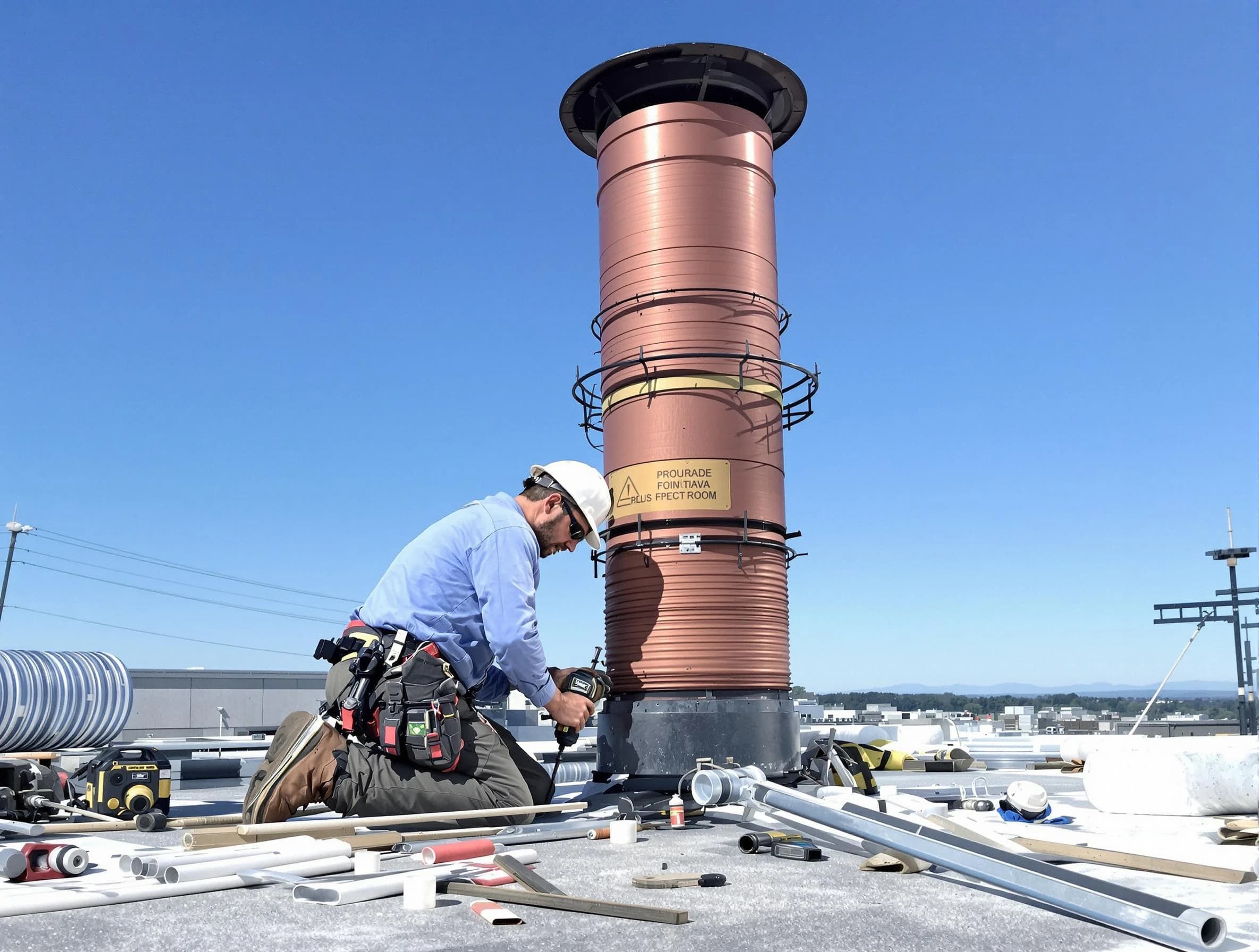 Installed chimney liner by Peters Chimney Sweep in Peters, PA