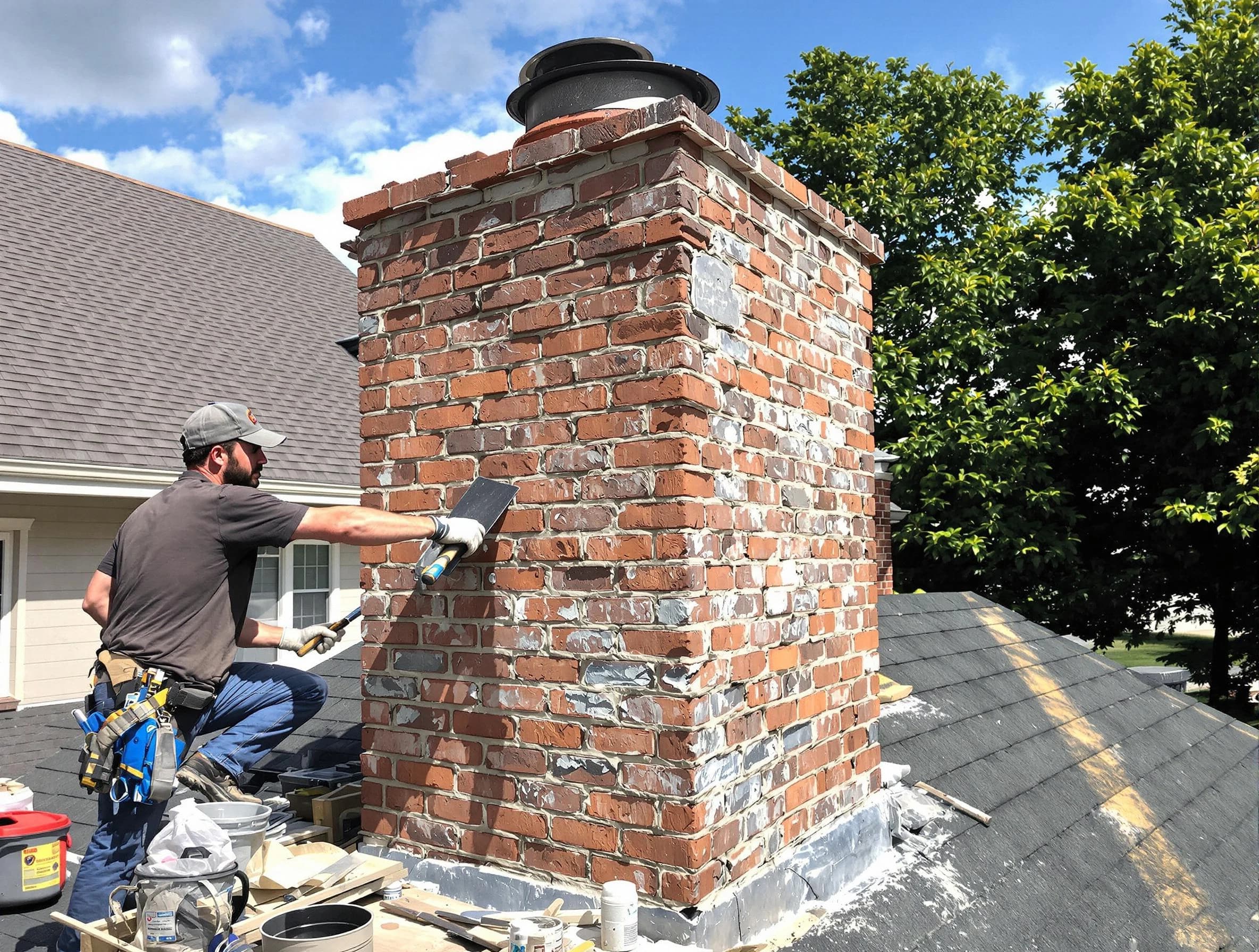 Completed chimney rebuild by Peters Chimney Sweep in Peters, PA