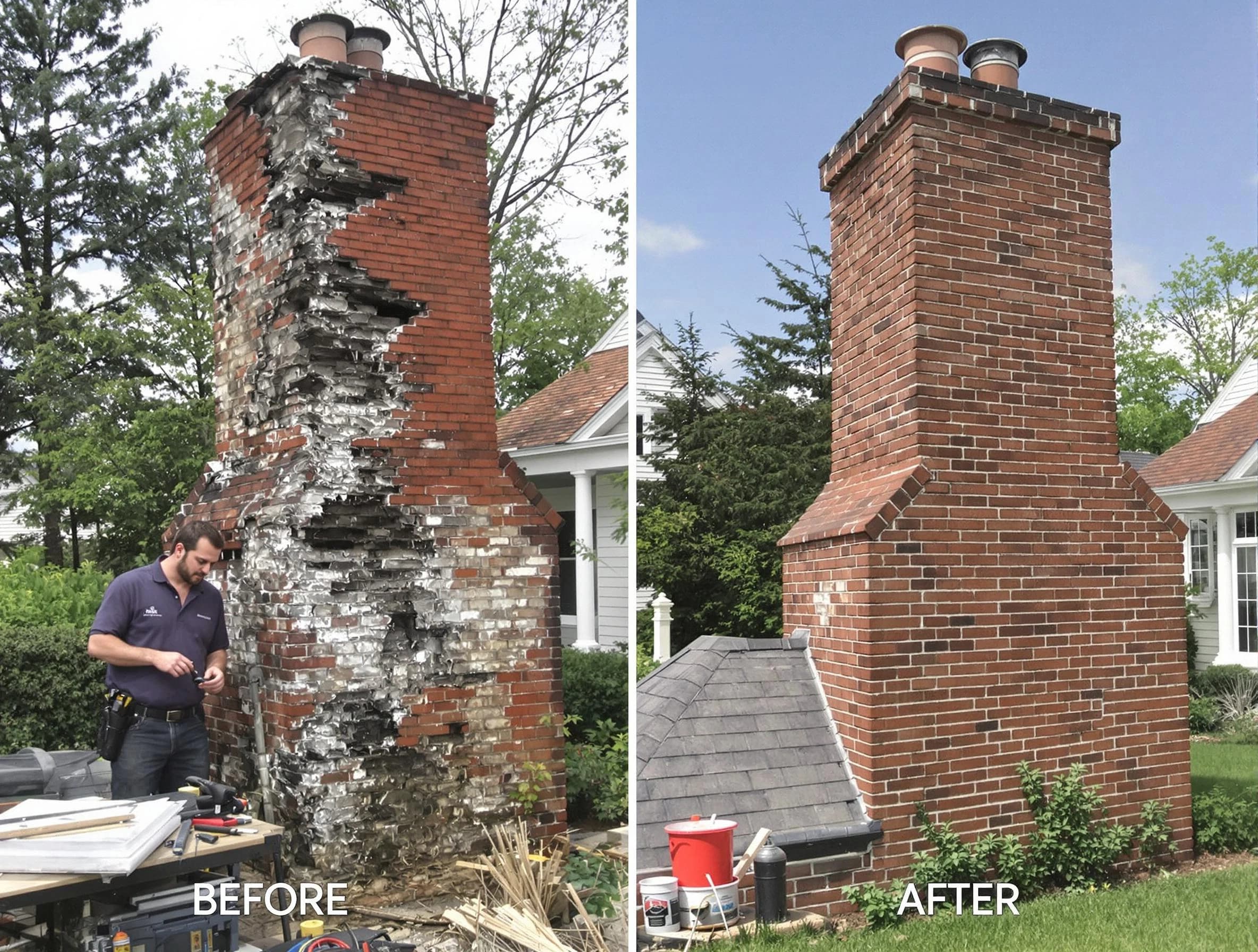 Peters Chimney Sweep performing a full chimney restoration in Peters, PA