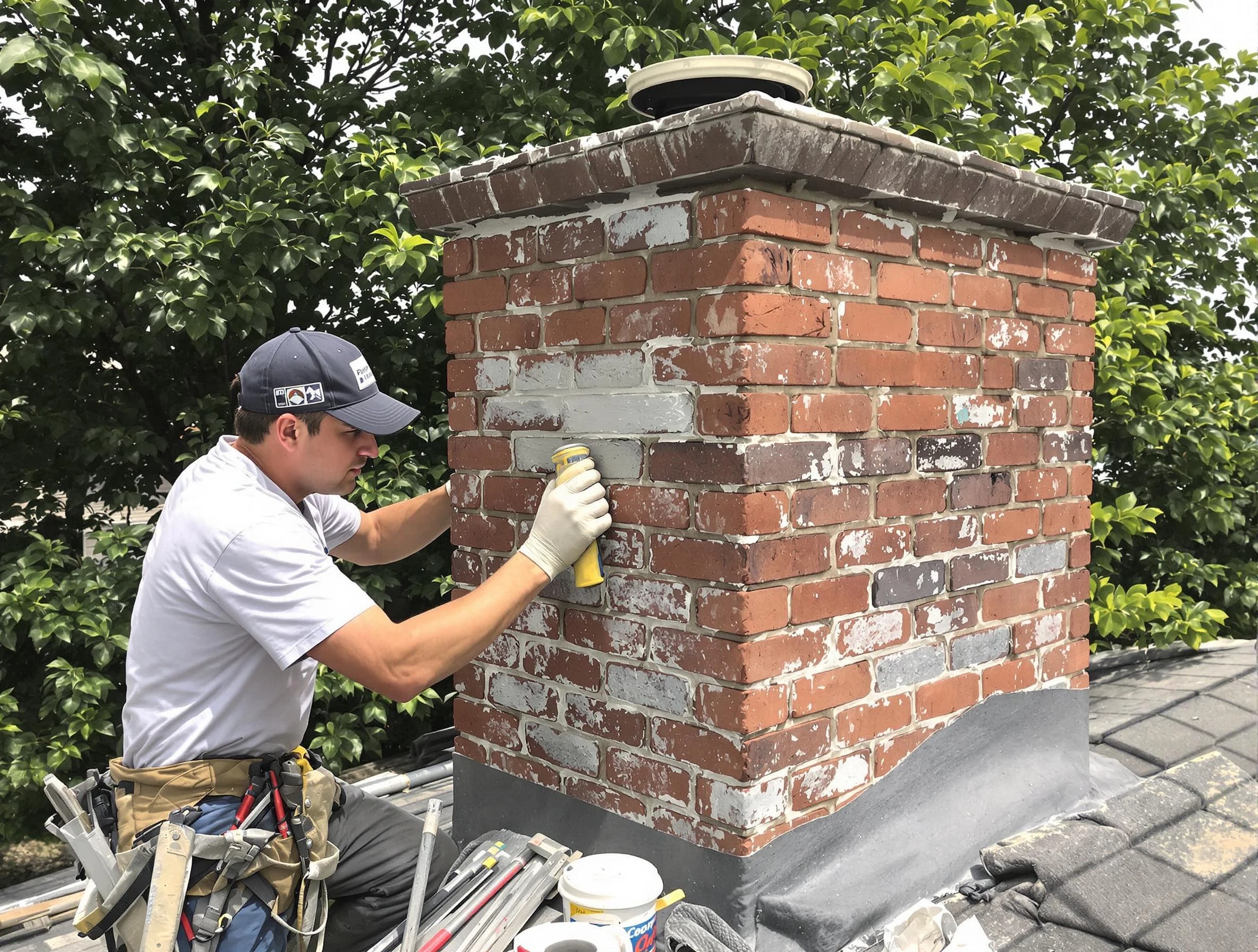 Peters Chimney Sweep restoring an aging chimney in Peters, PA