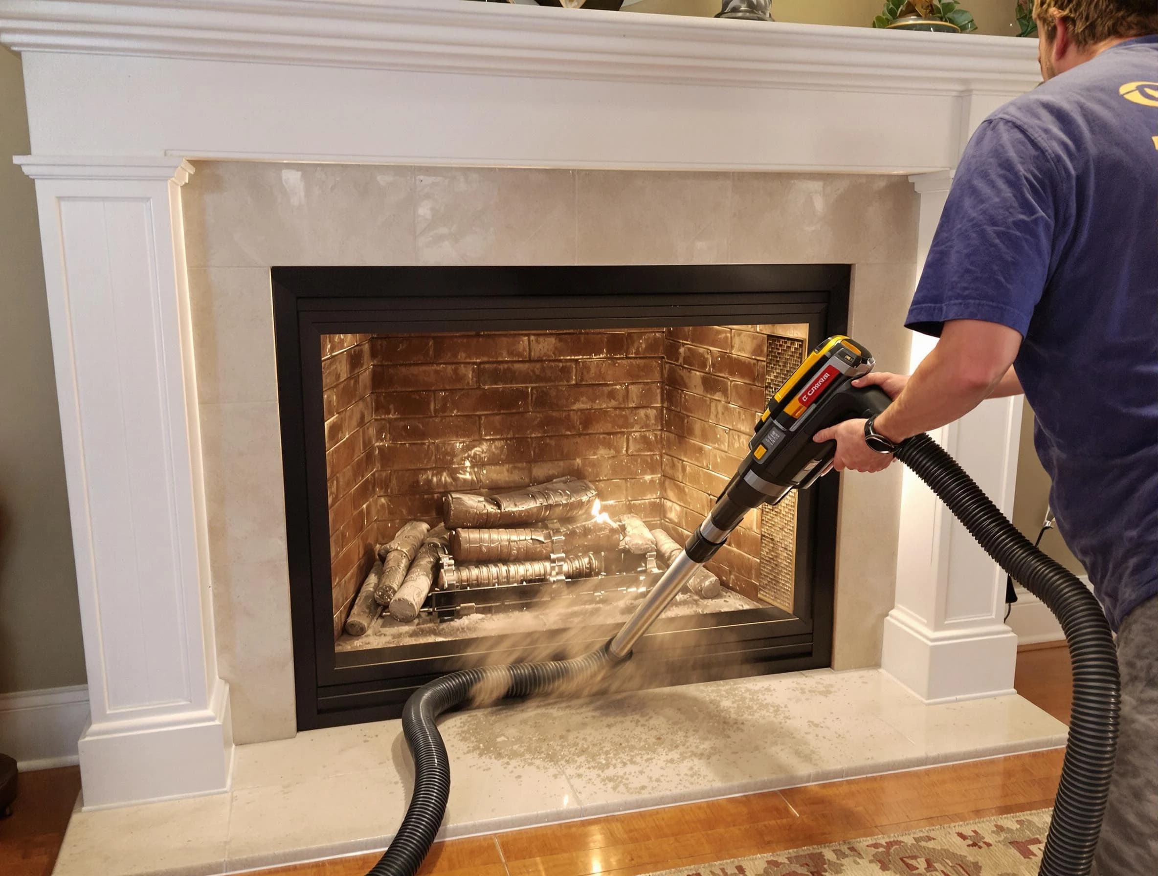Fireplace cleaning performed by Peters Chimney Sweep in Peters, PA