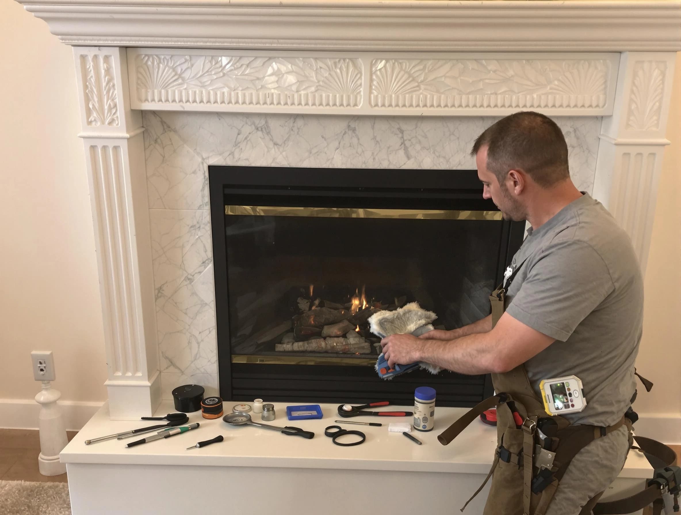 Peters Chimney Sweep performing fireplace maintenance in Peters, PA