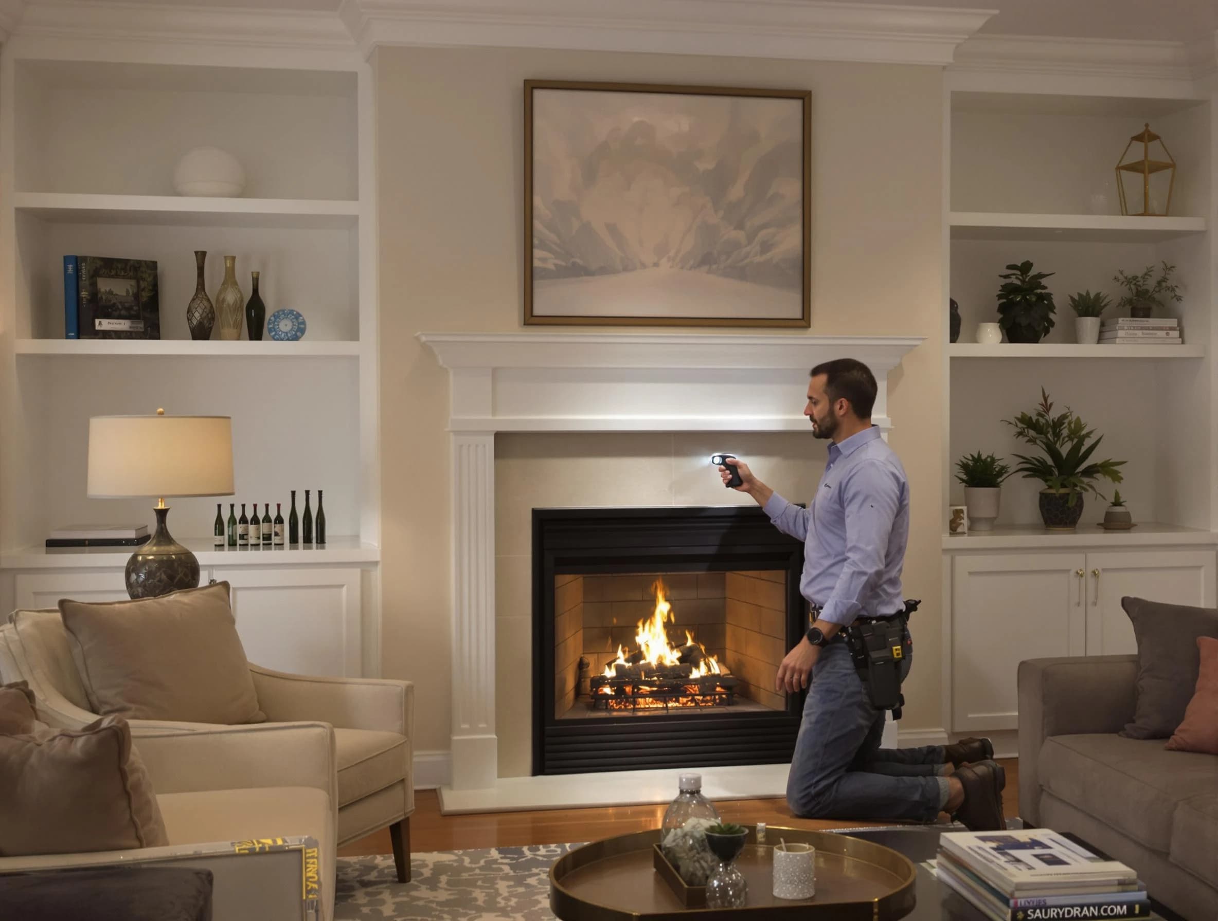 Peters Chimney Sweep conducting a fireplace safety inspection in Peters, PA