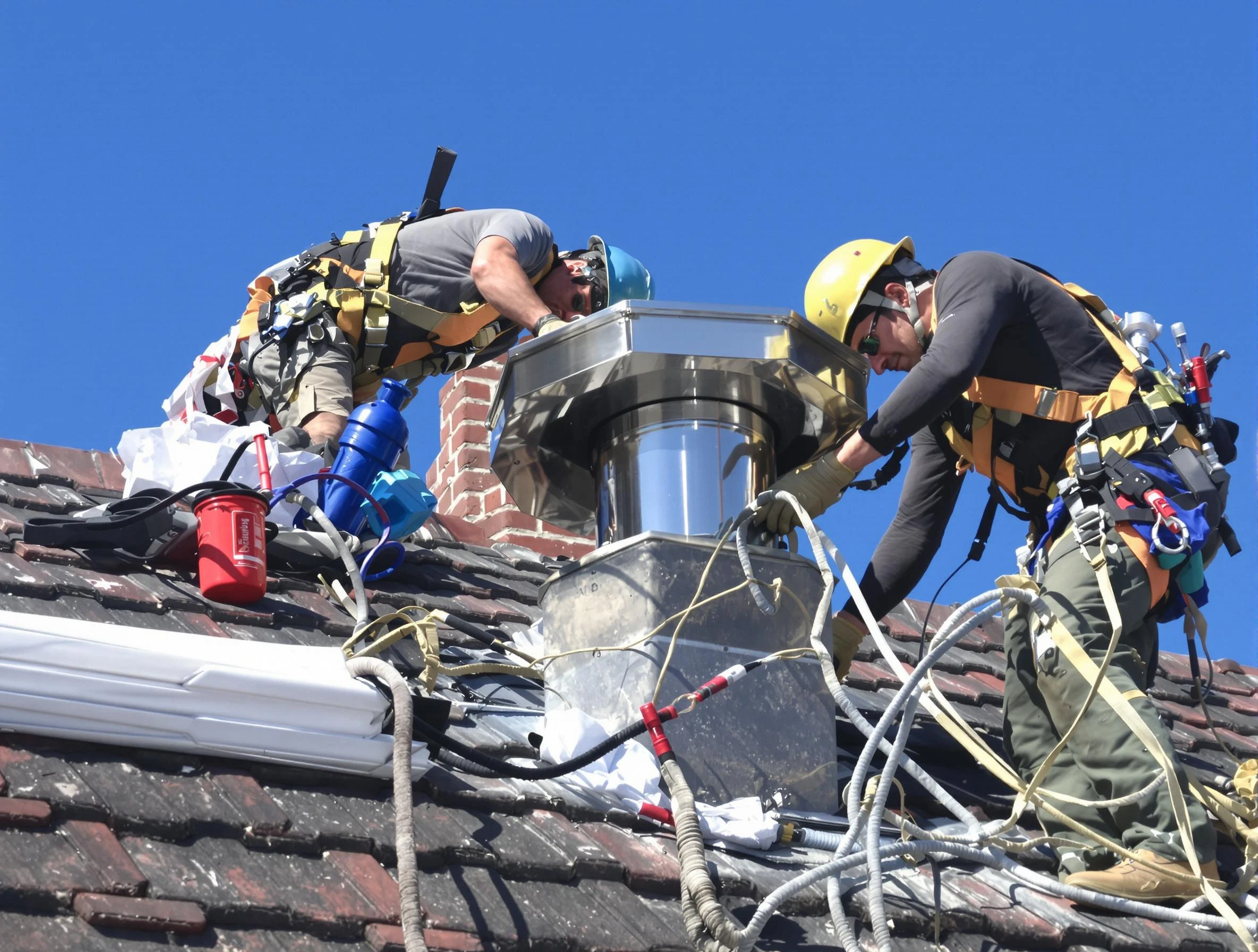 Protective chimney cap installed by Peters Chimney Sweep in Peters, PA