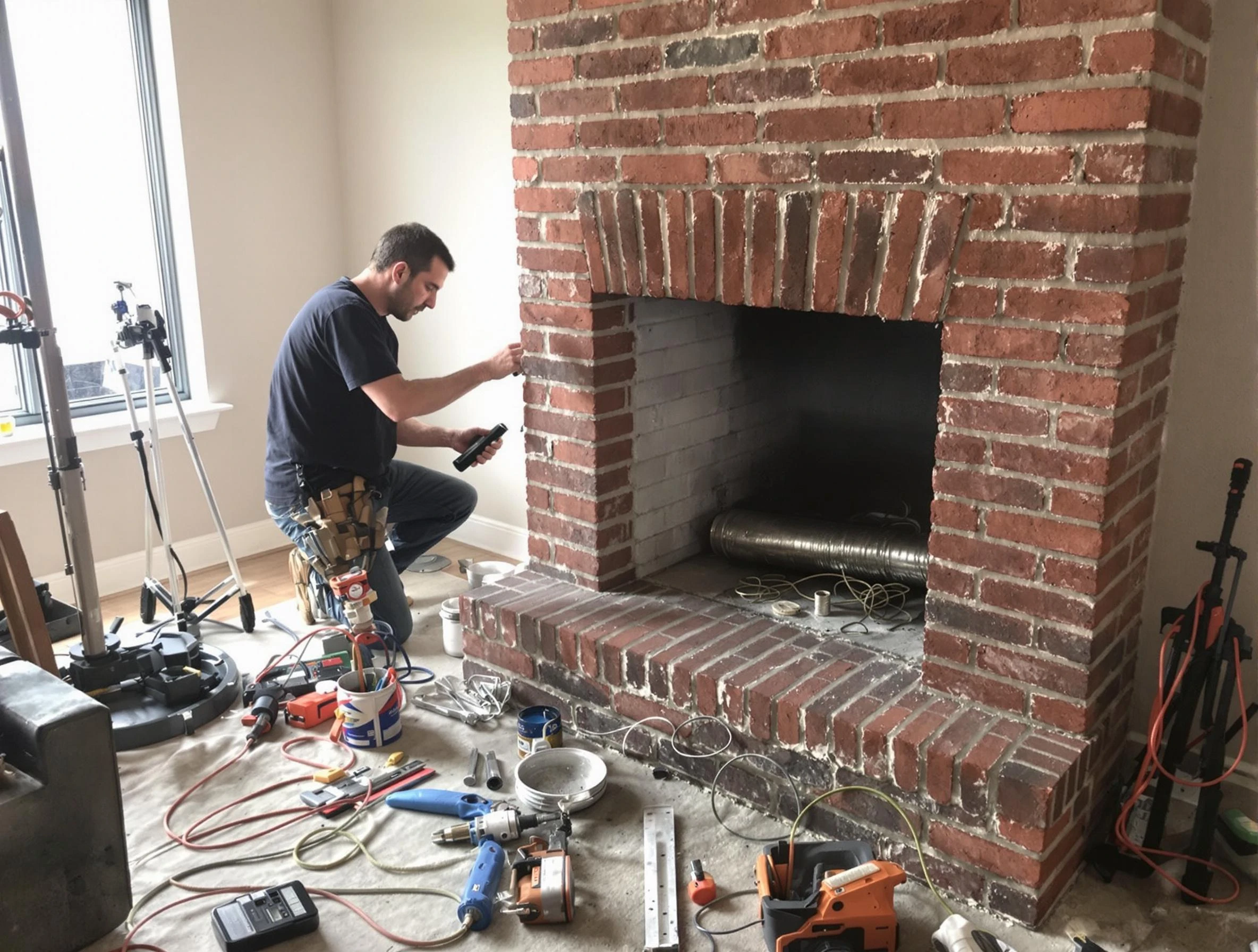 Peters Chimney Sweep specialist finalizing chimney liner service in Peters, PA